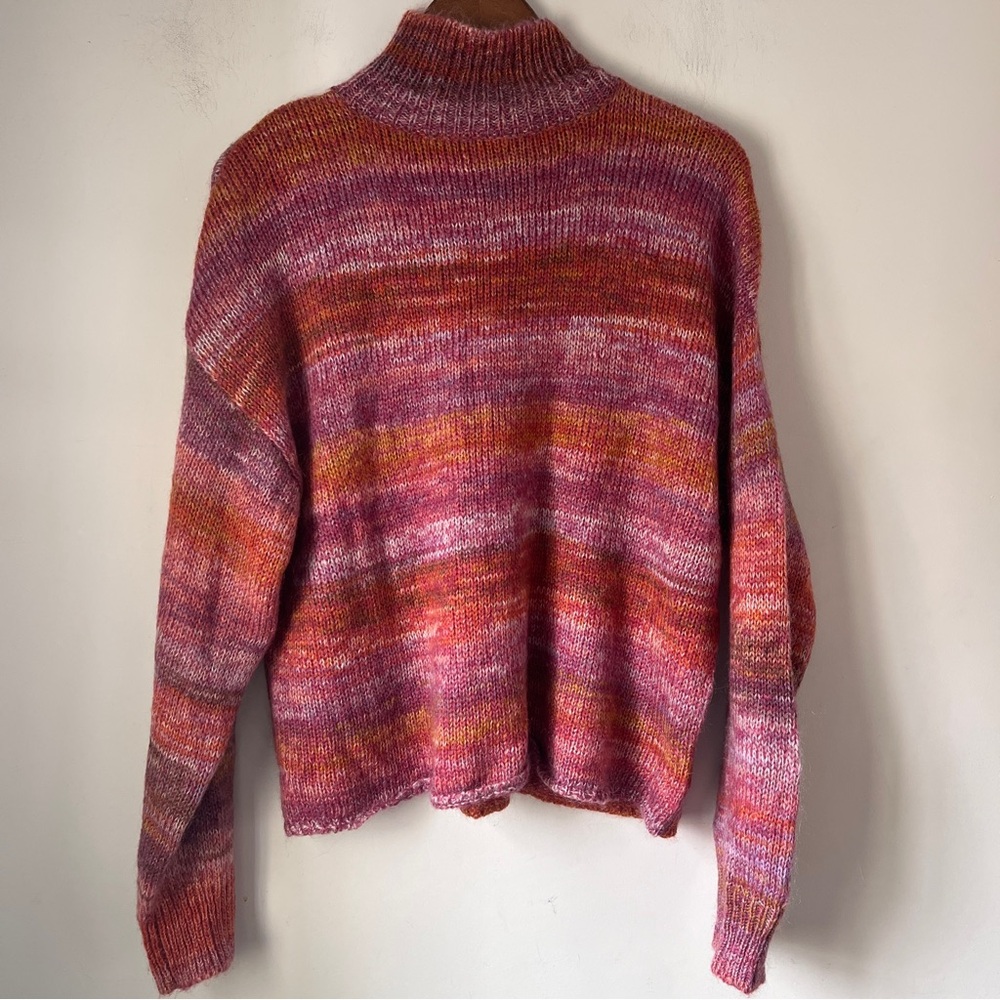 Hudson Jeans Red and Pink Turtleneck Sweater Mohair Blend Sweater Womens Small
